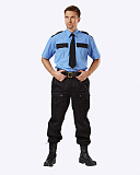 Рубашка охранника с короткий рукав голубая/т.синий.